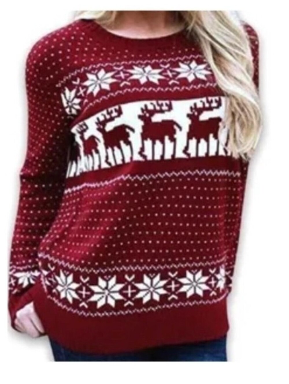 POL Anthropologie Maroon Fair Isle Sweater Size Medium